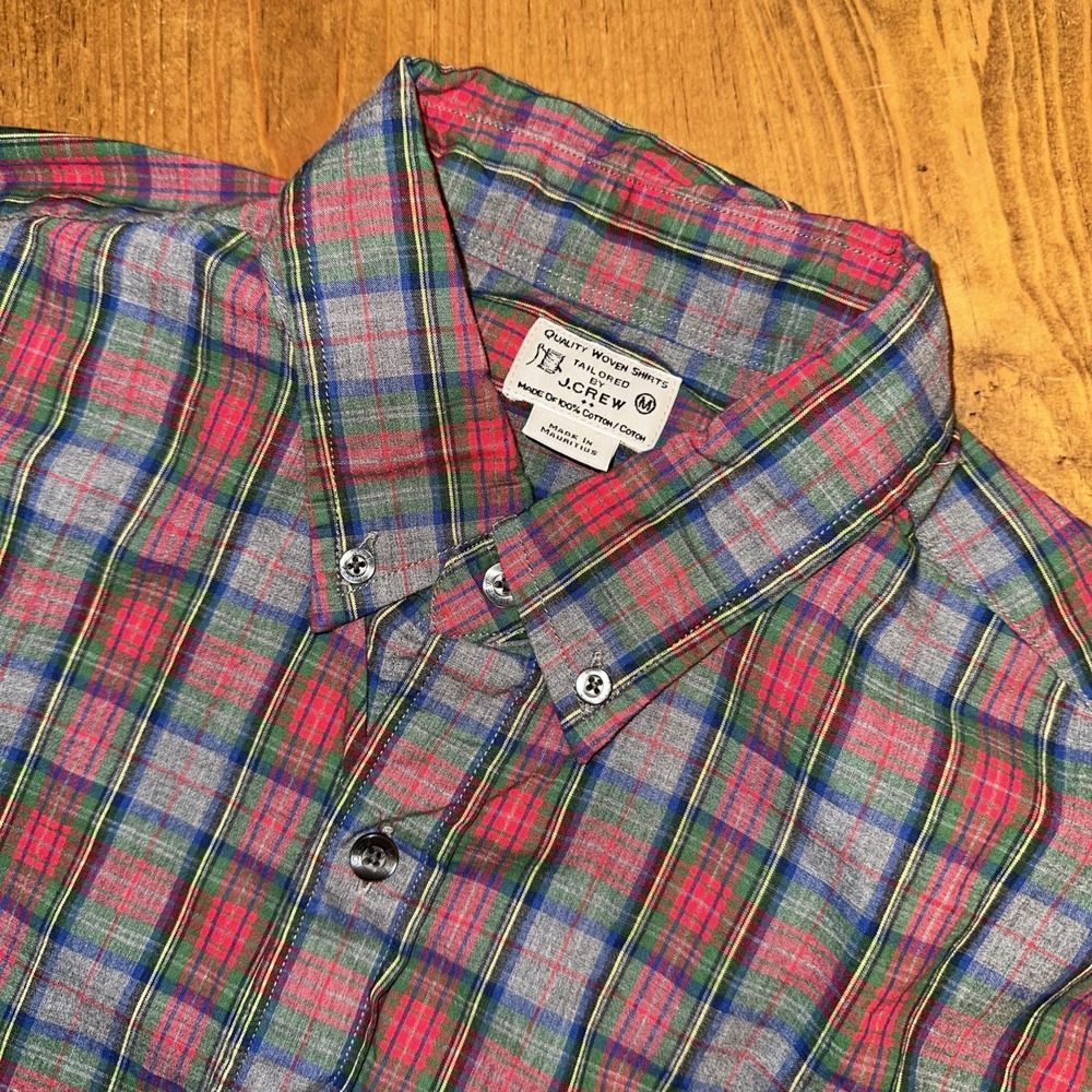 J.Crew Shirt Mens Red Blue Button Down Long Sleeve Plaid Classic Medium
